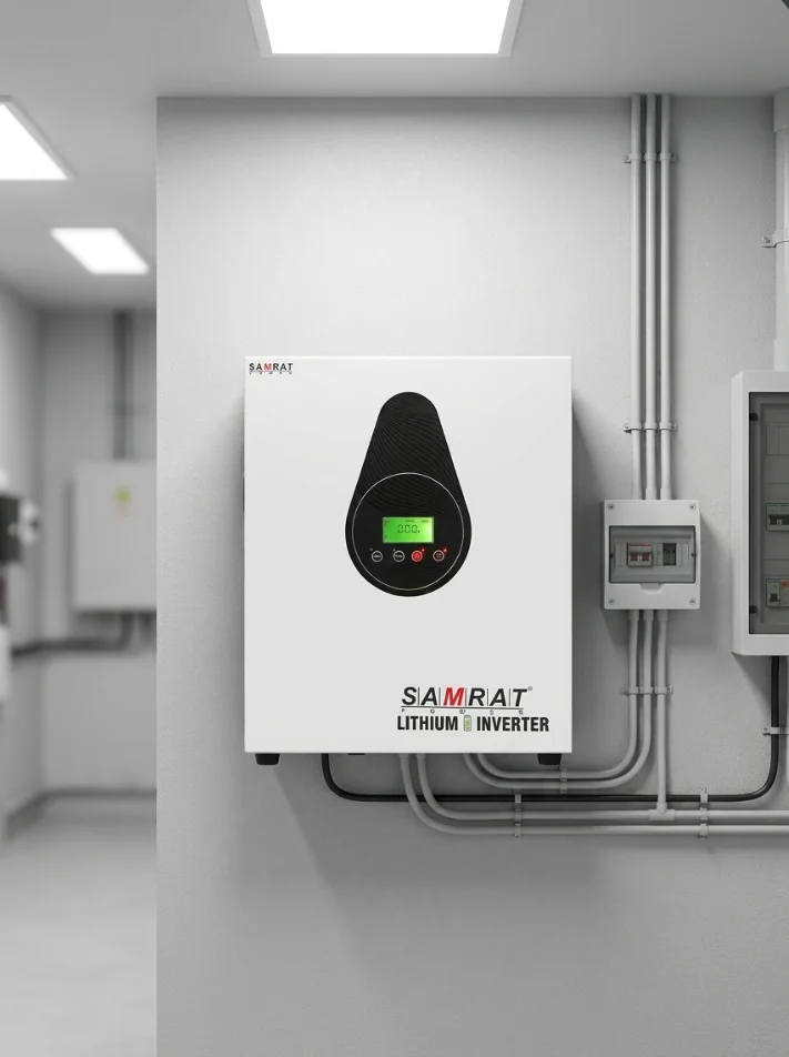 Samrat Power Lithium Inverter mounted on a wall